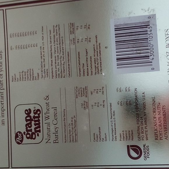 Post Grape-Nuts Tin Container over 8 inches x over 6 inches Multicolor - Picture 9 of 11